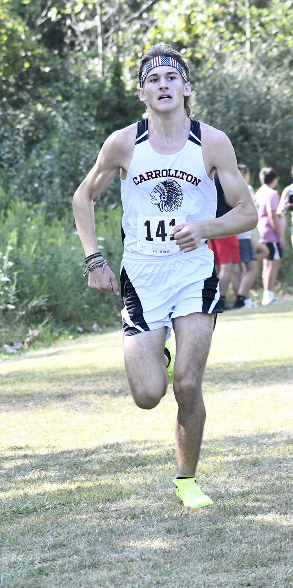 CCM/Carol McIntireCarrollton senior Ricky Sibila faced the final leg of the boys large school race without another runner in sight. He won the race with a time of 16:09.