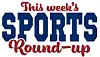 Graphic with 'This week's Sports Round-up' in red and blue text.