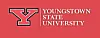 Youngstown State University logo on red background.