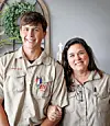 Stephanie Broerman with her son A.J. Broerman, both in scout uniforms.