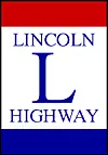 Lincoln Highway sign with red, white, and blue colors.
