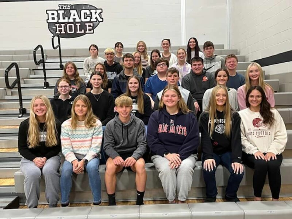 Photo by Jason PaxsonCarrollton’s new National Honor Society members include: (front row, from left) Emma Shafer, Kylie Ujcich, Brayden Limbacher, Alli Reynolds, Haley Thomas and Leila Hutchison; (second row) Neely Shockey, Ivy Bishop, Braelynn Roudebush, Isaac Husted, Chelsea Pesta and Maddi Power; third row: Samantha Bajornas, Emma Arquilla, Bryce Hartong, Anthony Girdlestone, Brayden Yingling and Dominic Shockey; fourth row: Duval Citro, Izzie Nuzzolillo, Hannah Little, Lily Marteney and Hunter Allison; and (back row) Kira McDaniel, Violet Burkholder, Lindsay Allender, Railey Macke and Kearsten Ball.
