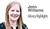 Jenn Williams presenting library highlights.