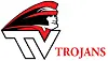 Trojans logo with a warrior's profile and bold lettering.