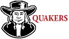 Quakers logo with a figure in a hat and the word 'Quakers'.
