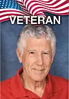 Portrait of a veteran with an American flag background.