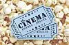 Cinema tickets on popcorn