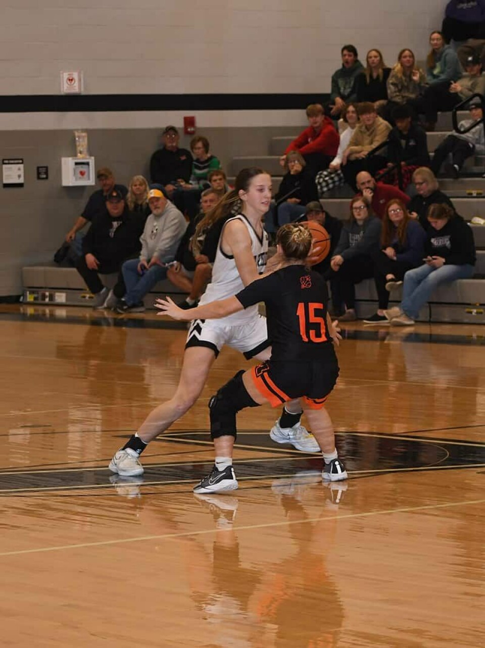 CCM/Dan RiesCarrollton junior Haley Leslie advances the ball against Marlington’s Baylie Young during the home opener for the Warriors Nov. 27.