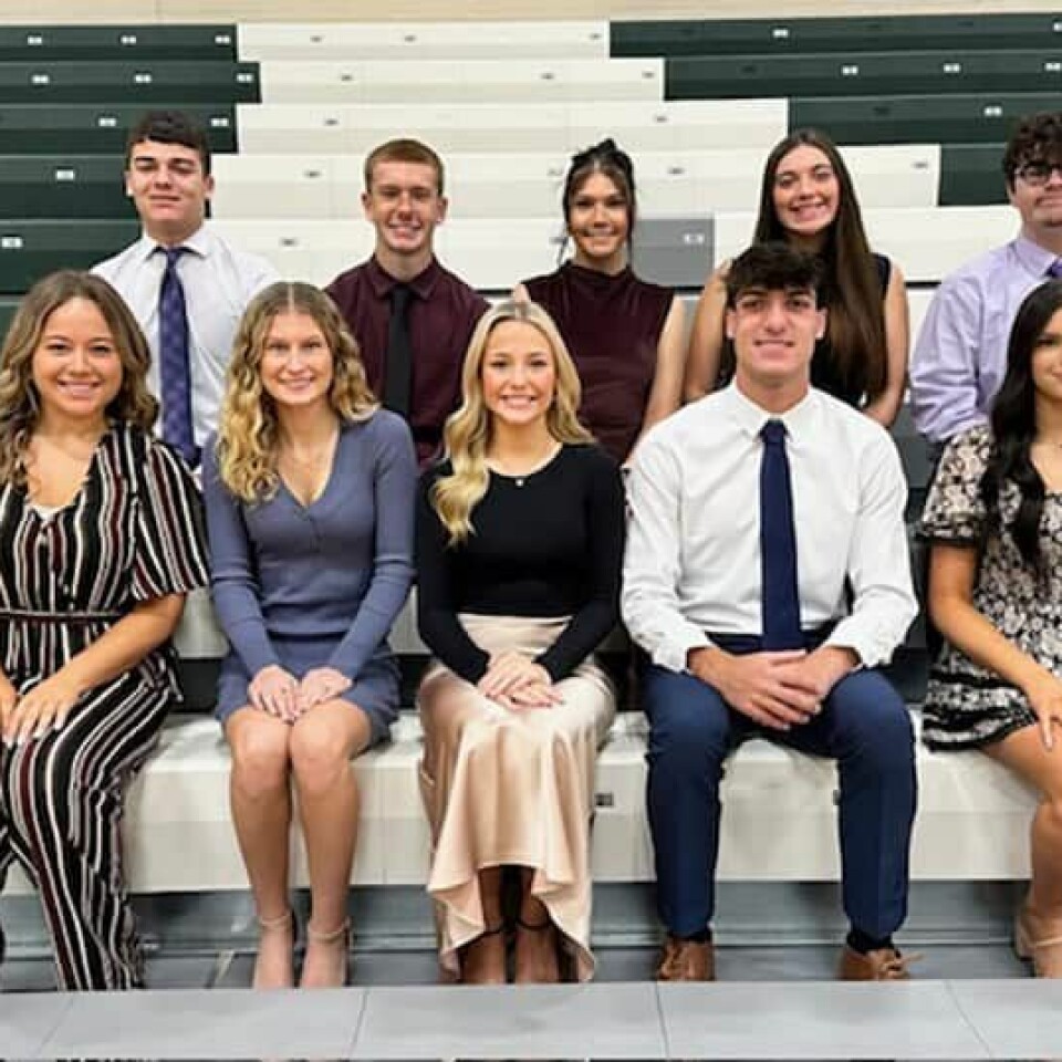 Submitted Photo Malvern High School students recently inducted into the National Honor Society are shown above. Front row (from left): Megan Kuba, Addison Mitchell, Kami Rayborn, Owen Ball and Eleni Moody. Second row: Joshua Untch, Aiden Sprague, Zoe Sikorksy, Amber Gray and David Krutilek.