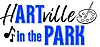 Art in the Park logo with blue and black text, a paint palette, and a music note.