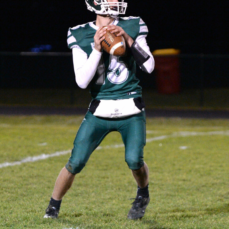CCM/ Carol McIntireMalvern quarterback Jared Witherow throws his second of six touchdown passes against Lucas Friday.