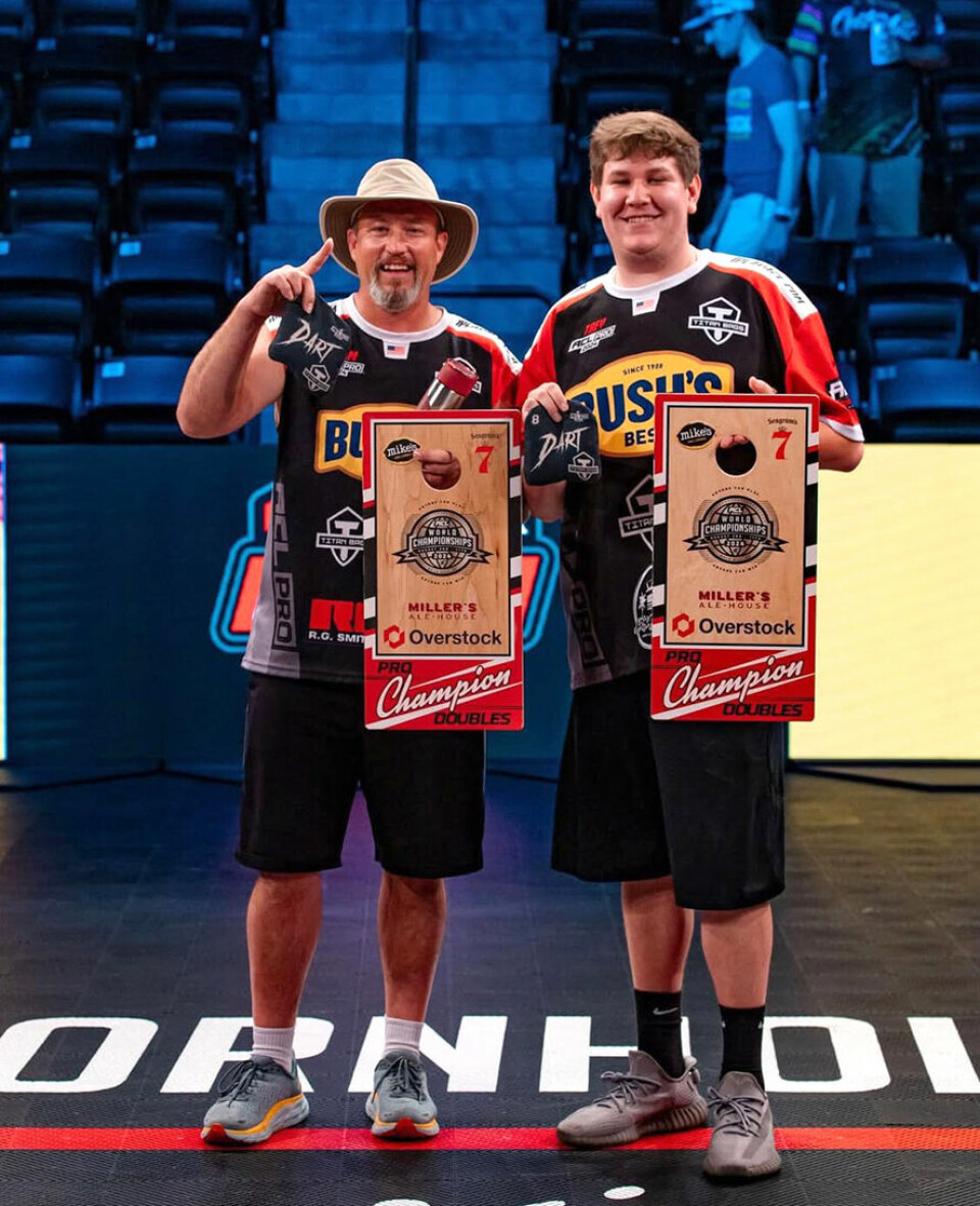 Submitted Photo Adam Hissner (left) and Trey Burchfield won the American Cornhole League Pro Doubles World Championship Aug. 11.