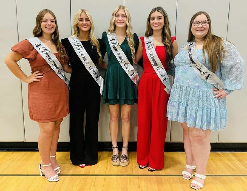 Members of the 2024 Carrollton High School Homecoming Court were named last week including (left to right) Coral Citro, Marleigh Osolin, Kaelyn Stewart, Jazmine Kuttie and Emily Grove.