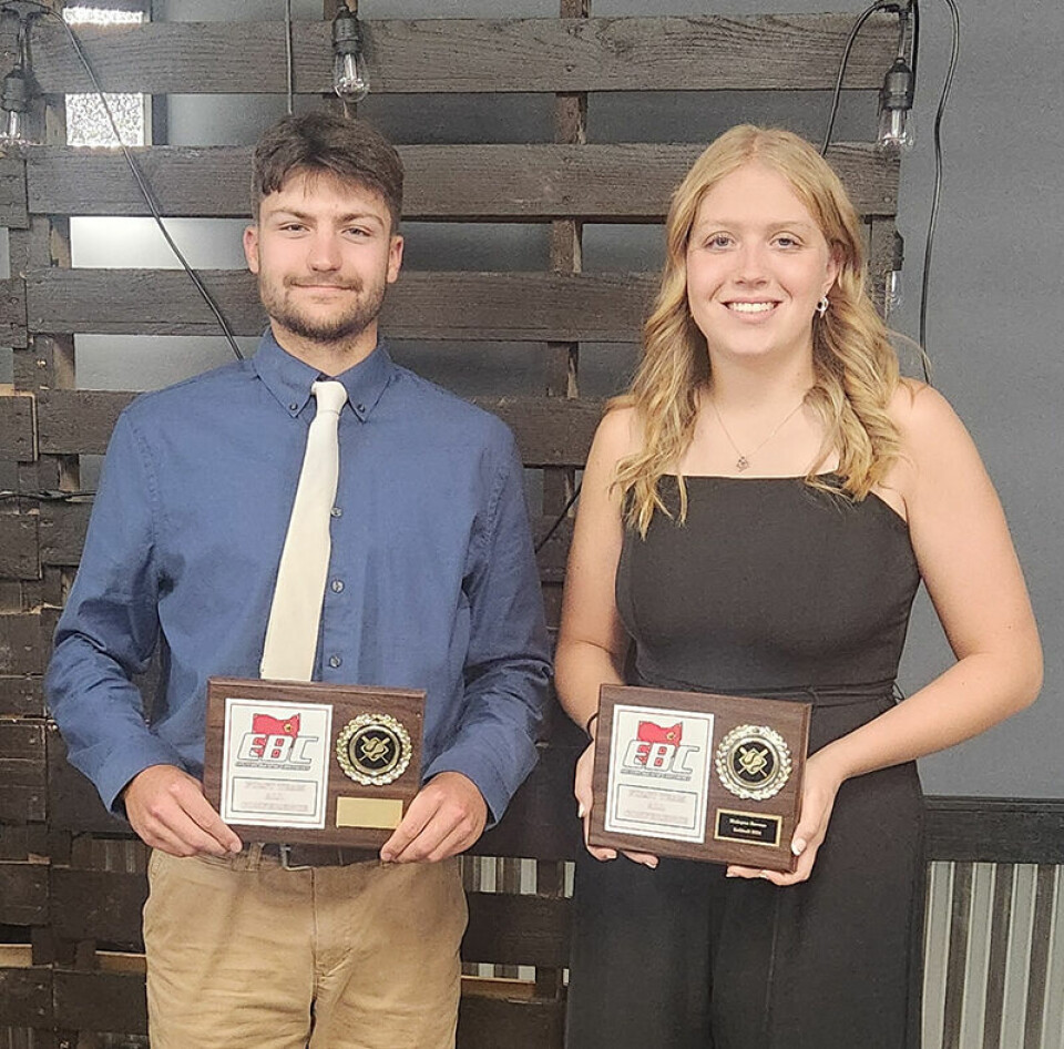 Submitted Photo Hayden Jenkins (left) and Maleyna Havens were recognized as first team selections at the Eastern Buckeye Conference spring banquet.