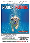 Poster with a dog swimming underwater and the words Pooch Plunge and Friends of the Knox County Dog Shelter.