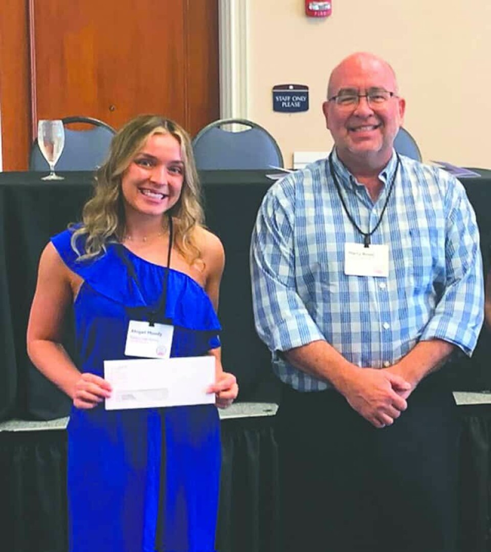 Abby Moody (left) received the Franklin B. Walter Scholarship for Carroll County. She is shown with Stark County ESC Assistant Superintendent Marty Bowe.