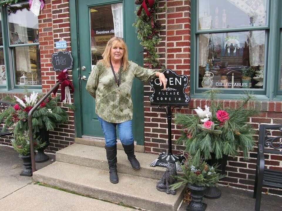 Marianne Fisher of Carrollton Downtown Alley offers a large variety of antiques and collectibles and friendly conversation at 70 N. Lisbon St., Carrollton.