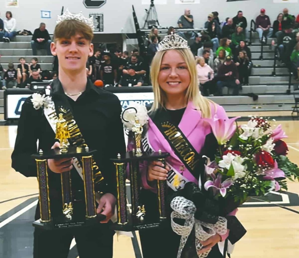 CCM Photo/Dan Ries Josh Carman (left) and Ashlee Garner were crowned Carrollton High School Winter Homecoming king and queen.