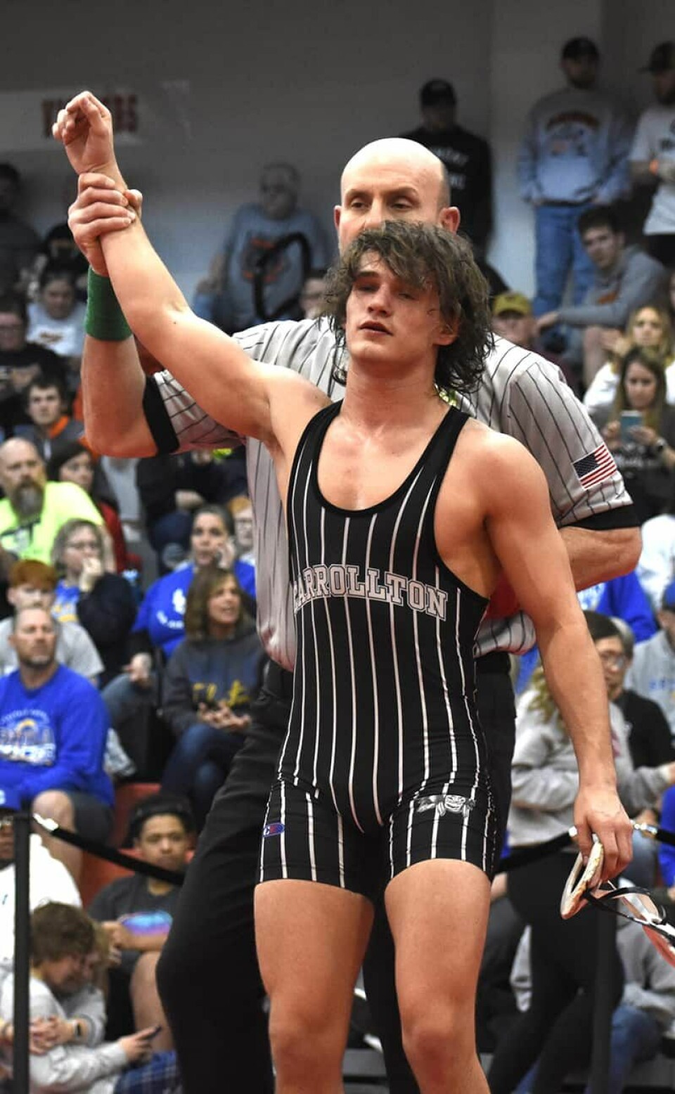 Carrollton’s Levi Pidgeon defeated Minerva’s Andrew Strader 2-0 to win the 126 lb. weight class.