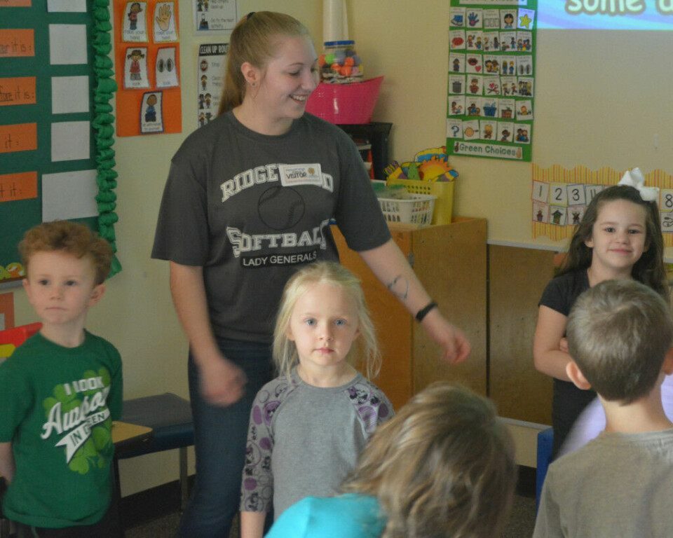 RHS softball team visits Hopewell School