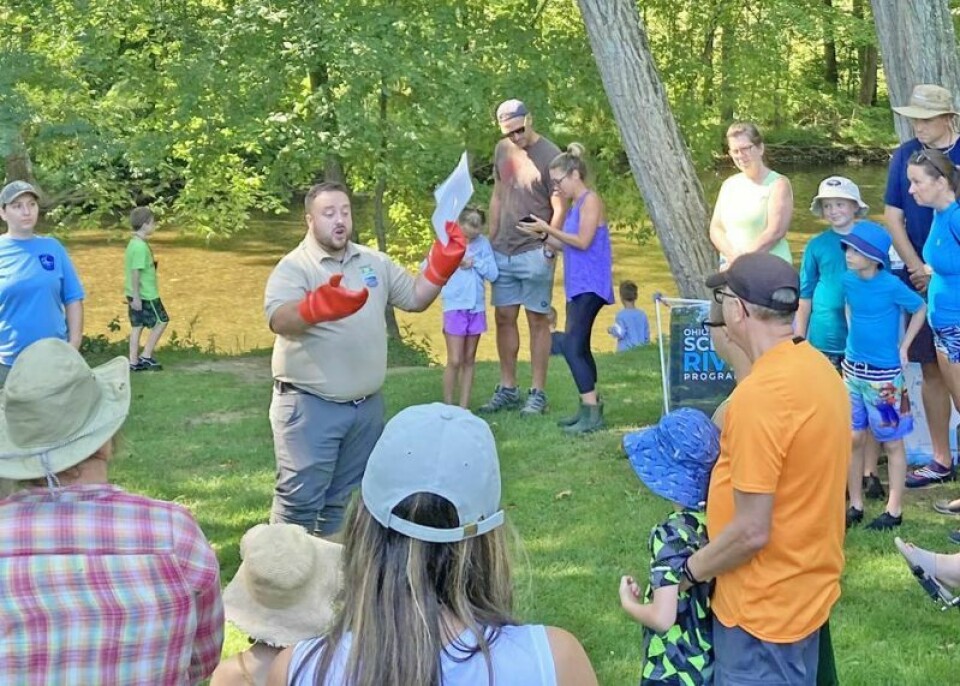 Kyle Casey, Mohican State Park naturalist, kicks off The Great Mohican Crawdad Hunt last year at Mohican State Park. Last year's event drew in a crowd of about 130. The park anticipates a similar turnout this year. The Great Mohican Crawdad Hunt offers outdoor fun