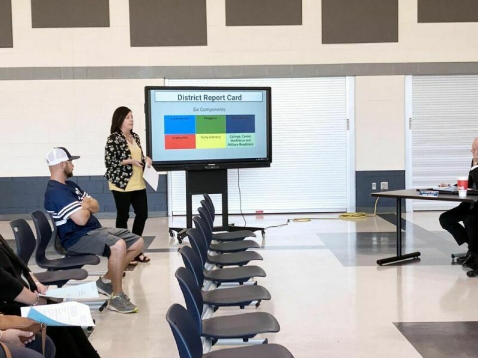 Julie Weyandt, curriculum director, explains the state report card to the board of education. Fairless state report card discussed at BOE meeting