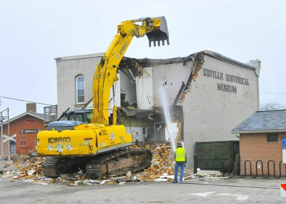 Workers demolish the Orrville Historical Museum through the efforts of the Wayne County Land Reutilization Corporation. The State of Ohio recently notified the Wayne County Land Reutilization Corporation that they would receive $500,000 to demolish abandoned buildings through the Demolition and Site Revitalization Program. Wayne County to receive $1.5M for demolitions, brownfield sites