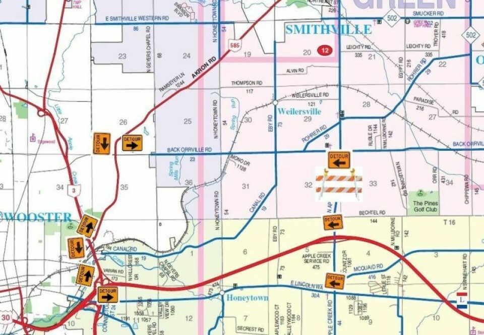 Apple Creek Rd. will be closed to through traffic between Bechtel Rd. and Back Orrville Rd. for 5 days, beginning Monday, Feb. 5, for a culvert replacement project. Apple Creek Rd. closed 5 days