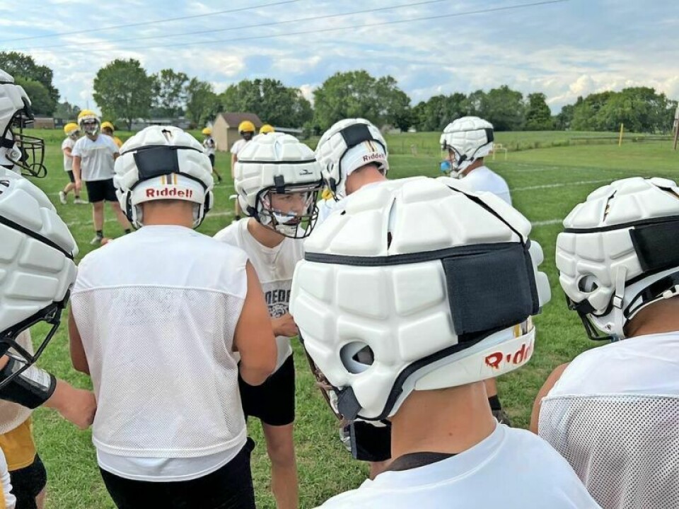 According to NFL Executive Vice President Jeff Miller, Guardian Caps like those worn here by the Waynedale football team have contributed to a nearly 50% reduction in concussions for the position groups that wore them during training camps in 2022-23. Guardian Caps donated to all Wayne County football teams