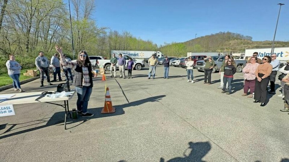 Holmes County Park District Executive Director Jen Halverson addresses a large crowd celebrating the ribbon-cutting ceremony dedicating a grant that will help transform the swamp area on the south edge of Millersburg near the Holmes County Trail. Community makes Holmes H2Ohio project come to life