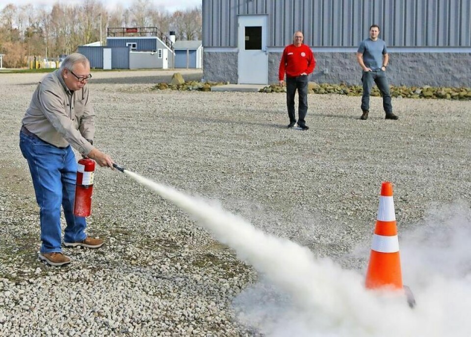 Becoming CERT-qualified requires students to learn various aspects of emergency response such as properly using a fire extinguisher. Inaugural CERT class ready, willing to help