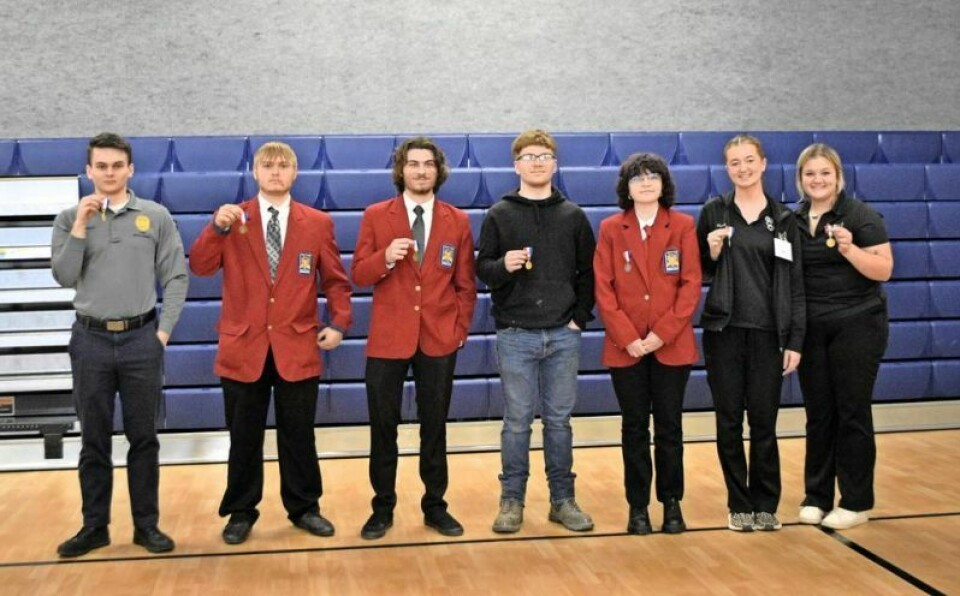 Watson, left, Shepler, Harsh, Sterling, Bierhorst, Patrick and Donehue Career center students excel in Skills USA