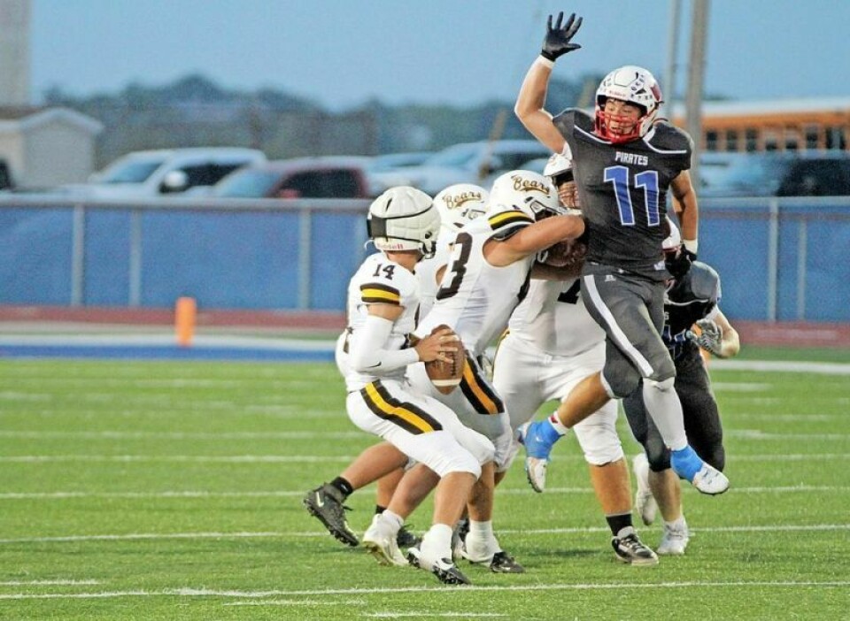Garaway’s Jayce Wallick, shown here defending a pass against Waynedale earlier this season, was a wrecking crew versus Youngstown Mooney, churning out big play after big play to help the Pirates thwart countless Mooney threats in a 14-13 victory for Garaway. Pirates’ defense comes up big in win over Cardinal Mooney