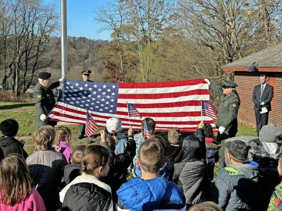 Members of the 555 Honors Detachment from Wooster provided a flag-folding ceremony during the Nov. 13 Veterans Day ceremony in Killbuck. Killbuck carries on proud tradition with veterans events