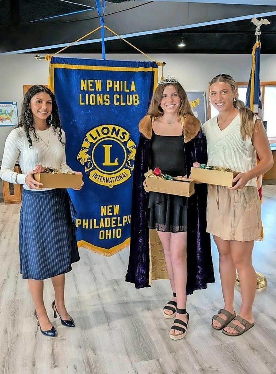 Julia Sciarretti, left, Sloan Agar and Ava Riesen New Philadelphia Lions Club name 2024 Rose Court