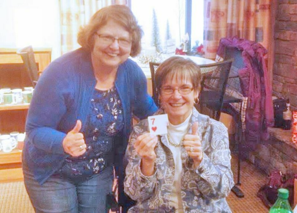 Margaret Sander, left, and Becky Jewell are members of a group that meets monthly at the Orrville YMCA to play bridge. Orrville card group is a true bridge to friendship