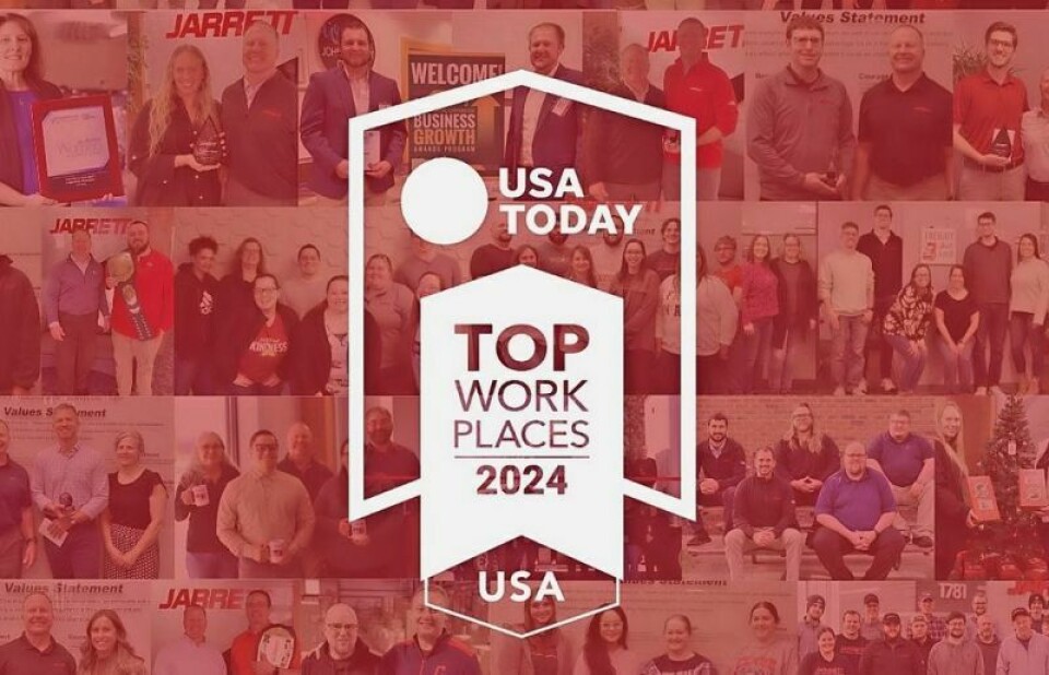 Jarrett, a provider of logistics, transportation, warehousing, international and fleet services based in Orrville, has been named a USA TODAY Top Workplaces USA Award winner. Jarrett recognized as Top Workplace in nation