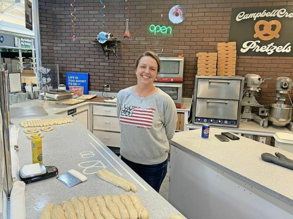 Amber Warner, owner of the pretzel shop, said it began with a recipe and a nudge from the pandemic to get the business going. Campbell Creek Pretzels thrives at mall location