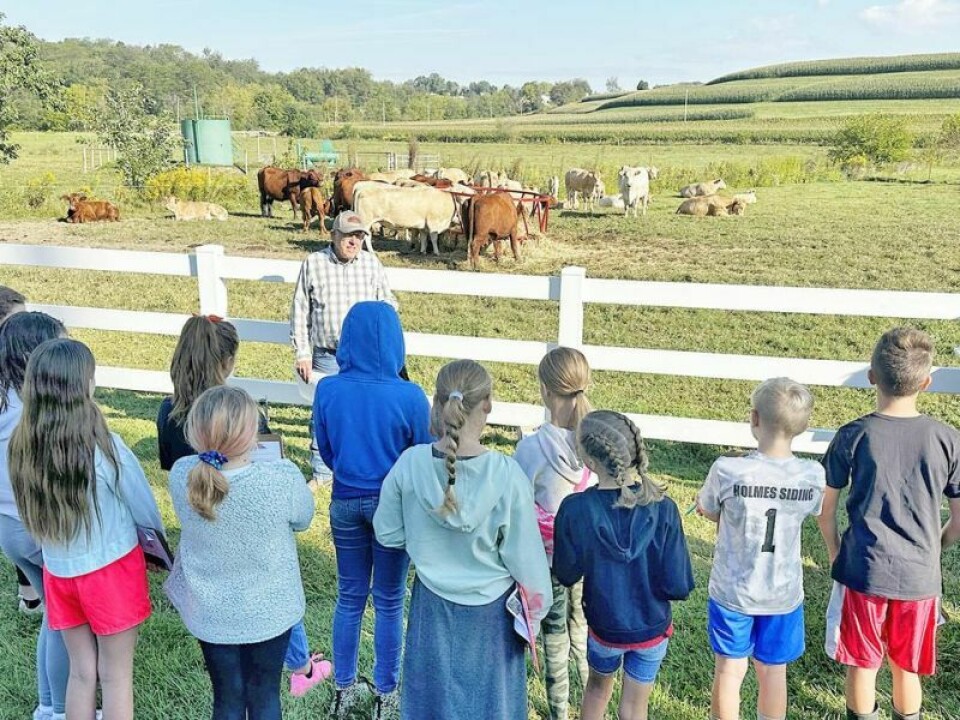 Joe Christner from host Holmes Soil & Water Conservation District has been giving tours as part of the annual Tom Graham Fifth Grade Farm Tour for many years. This year’s tour saw him talking about animal grazing and much more to the many groups of fifth graders who made the tour at Ayrdell Farm. SWCD’s fifth grade farm tour still making an impact
