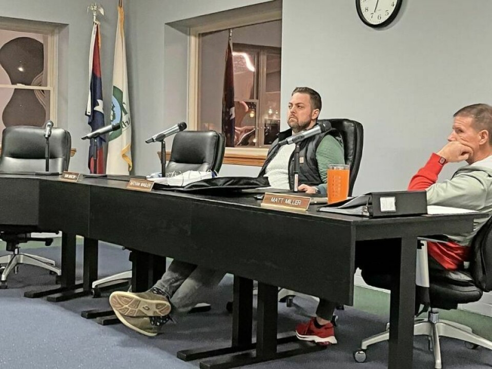 Council member Nate Wagler, left, and Matt Miller listen to the reading of an ordinance. New police K-9 to replace retiring dog