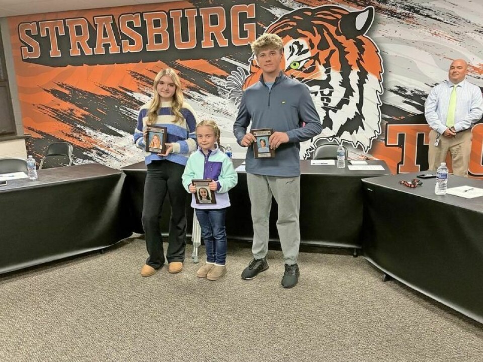 Kinsey Benline, left, and Josie Gartrell, October Student of the Month recipients, and Gavin Weaver, September High School Student of the Month. Possible upgrades coming to sports facilities