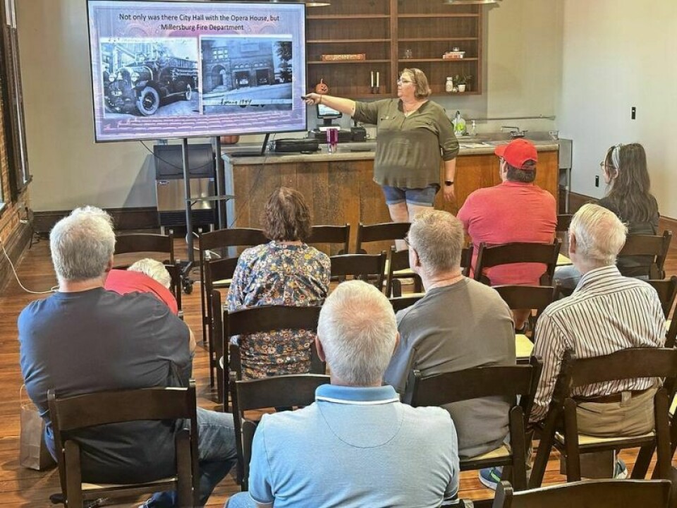 Presenter Melissa Patrick talks about the Millersburg Opera House as part of the Antique Festival’s historical presentations. Antique Festival revels in history, entertainment, shopping
