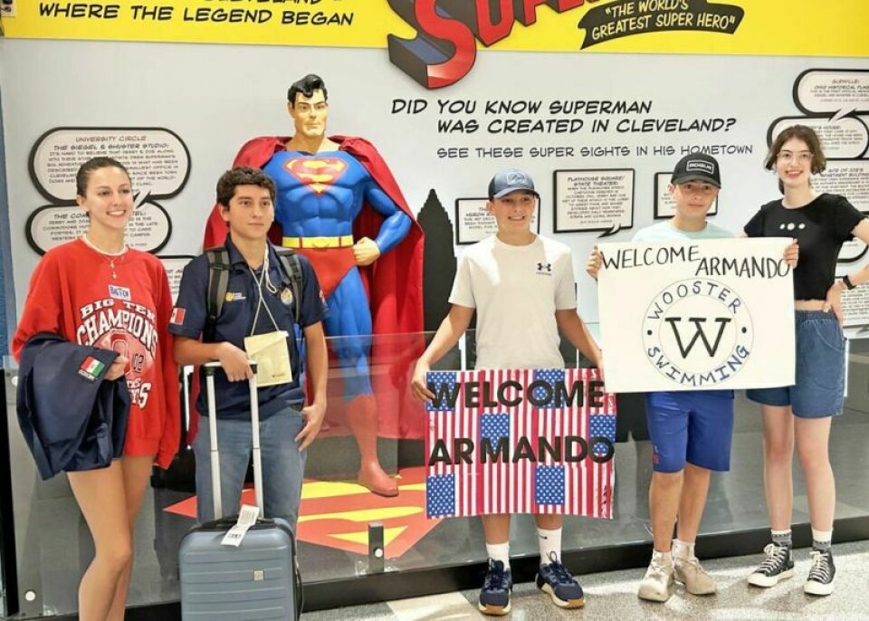 Host family and swim team members welcome Armando at Cleveland Hopkins Airport as part of the Rotary Youth Exchange program. Rotary Youth Exchange info session Sept. 17