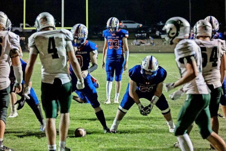 Alex Pringle (33) kicked a 20-yard field goal as time expired to give West Holmes a 23-21 win over Madison on Sept. 20. Knights beat Madison on Pringle’s last-second field goal