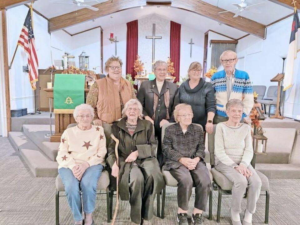 Pictured are Susan Watson, back left, Phyllis Pollock, Jane Hill, Dan Fair; front row, Jane Zesiger, Nancy Quillen, Dorothy Burkholder and Shirley Moreland. Church members recognized