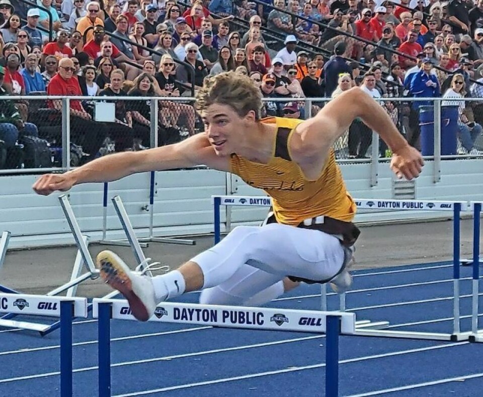 Waynedale’s Jeremy Reber clears a hurdle in the finals for the 110-meter hurdles at the OHSAA Division III State Championships. Reber went on to place fifth in the event for his second straight All-Ohio finish. Locals earn All-Ohio honors at state track meet