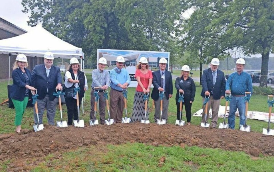 The Ashland County-West Holmes Career Center held a groundbreaking ceremony to kick off the construction of its high school building on May 9. Pictured are State Rep. Melanie Miller, left, State Sen. Mark Romanchuk, Board member Tina Zickefoose, Tri-County ESC member James Barger, Board President David Hunter, Board member Gina Deppert, Superintendent Rod Cheyney, AC-WH CC treasurer Julie Smith, Principal Rick Brindley and board member Fred Hartzler. AC-WH Career Center breaks ground on expansion