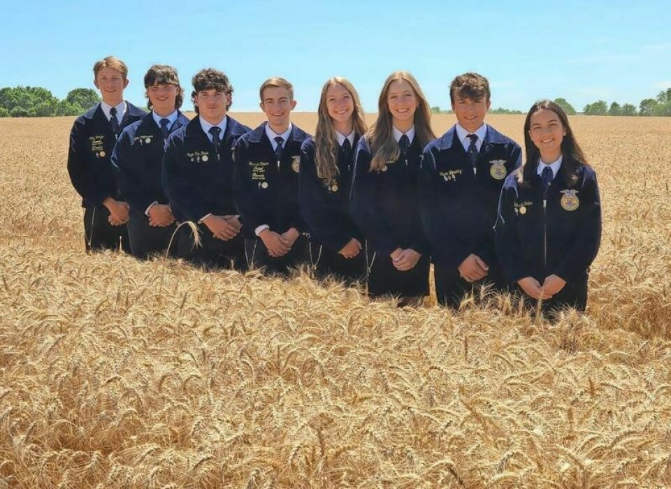 The newly elected WHHS FFA officer team includes Alex Pringle, left, Blake Patterson, Logan Van Dalen, Garrett Fowler, Andi Schuch, Jenna Sheldon, Shane Lorentz and Gabby Yates. 2024-25 WHHS FFA officer team kicks off annual retreat