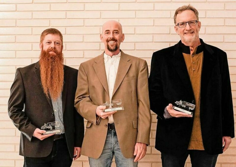 Pictured are ProVia drivers Chris Yoder, left, Jeff Schlabach and Tim Gingerich, who all were recently honored as members of the Million Mile Club, a club honoring truck drivers who have racked up more than 1 million miles of driving experience. ProVia drivers inducted into Million Mile Club