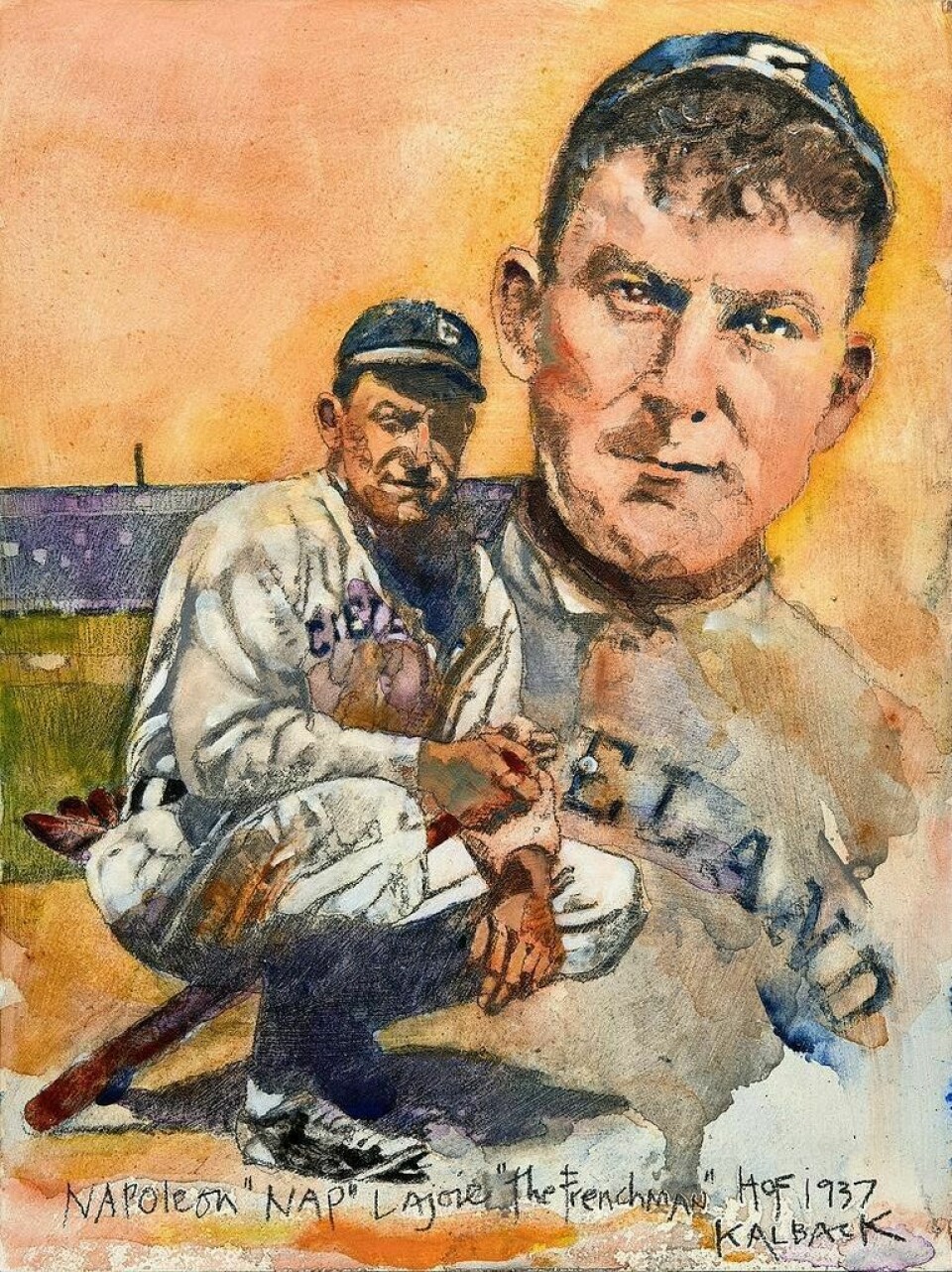 Jerry Kalback, Napoleon “Nap” Lajoie, “Jerry Kalback, Deadball Era Series: An Illustrator’s Process” Last chance to see Paul Brown Museum exhibitions